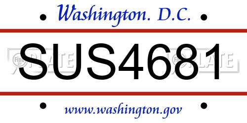 SUS4681 District Of Columbia License Plate