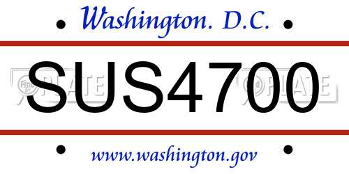 SUS4700 District Of Columbia License Plate