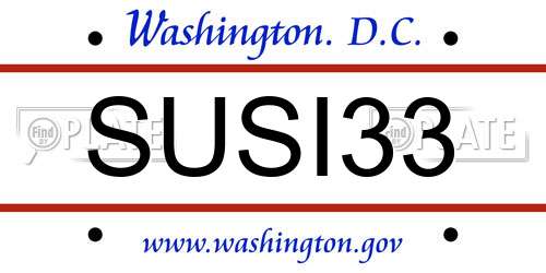 SUSI33 District Of Columbia License Plate