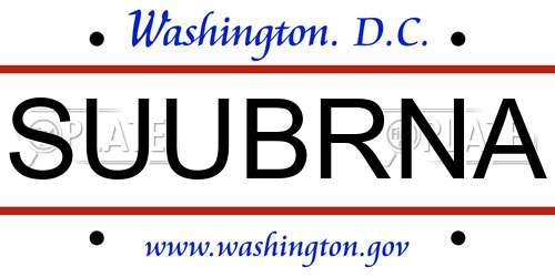SUUBRNA District Of Columbia License Plate