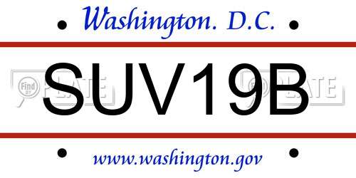 SUV19B District Of Columbia License Plate