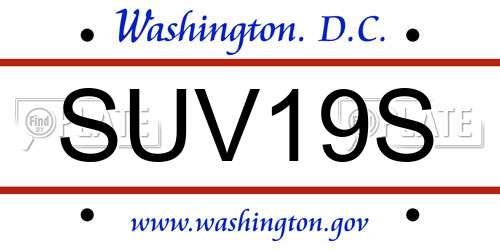 SUV19S District Of Columbia License Plate