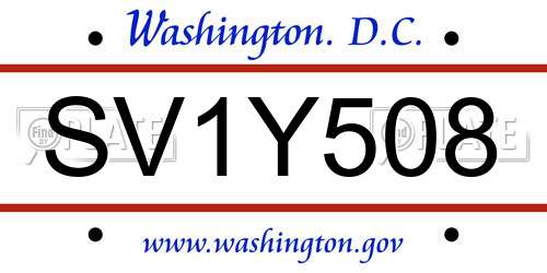 SV1Y508 District Of Columbia License Plate