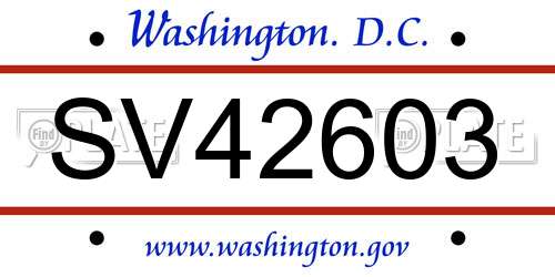 SV42603 District Of Columbia License Plate