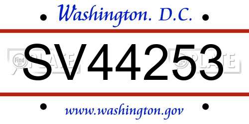 SV44253 District Of Columbia License Plate
