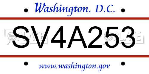 SV4A253 District Of Columbia License Plate