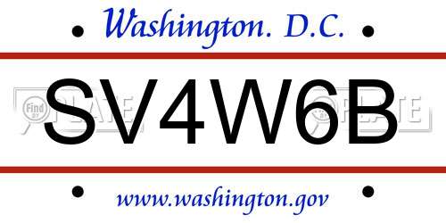 SV4W6B District Of Columbia License Plate