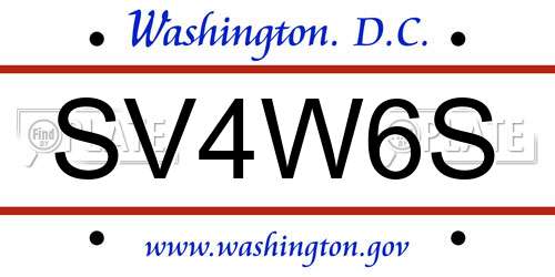 SV4W6S District Of Columbia License Plate