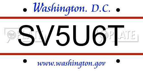 SV5U6T District Of Columbia License Plate