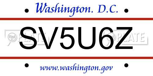 SV5U6Z District Of Columbia License Plate