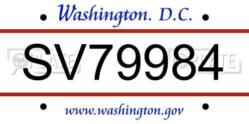 SV79984 District Of Columbia License Plate
