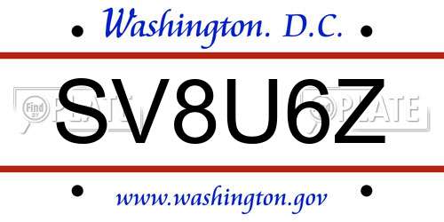SV8U6Z District Of Columbia License Plate