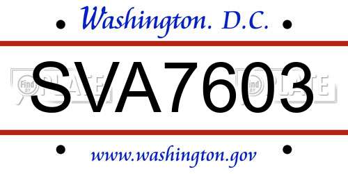 SVA7603 District Of Columbia License Plate