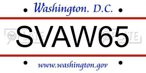 SVAW65 District Of Columbia License Plate