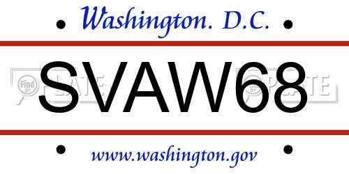 SVAW68 District Of Columbia License Plate
