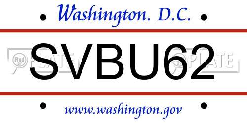 SVBU62 District Of Columbia License Plate