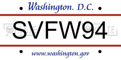 SVFW94 District Of Columbia License Plate