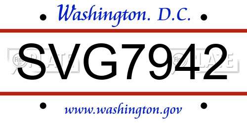 SVG7942 District Of Columbia License Plate