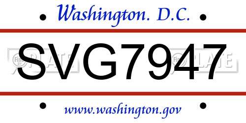 SVG7947 District Of Columbia License Plate