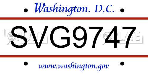SVG9747 District Of Columbia License Plate