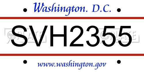 SVH2355 District Of Columbia License Plate