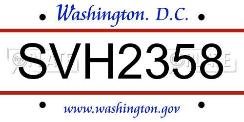 SVH2358 District Of Columbia License Plate