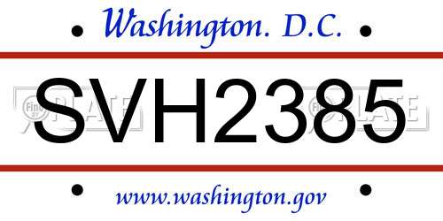 SVH2385 District Of Columbia License Plate