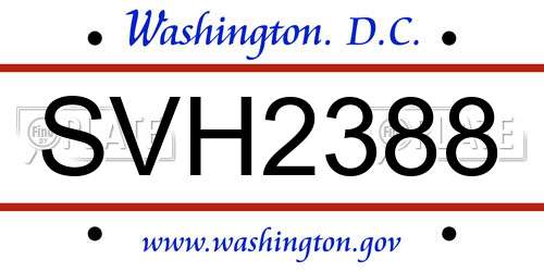 SVH2388 District Of Columbia License Plate