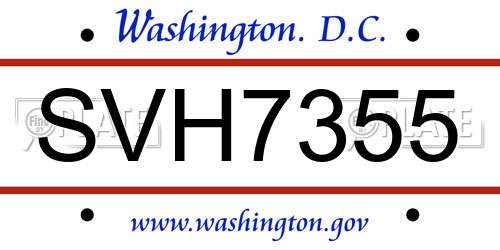 SVH7355 District Of Columbia License Plate