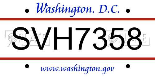 SVH7358 District Of Columbia License Plate