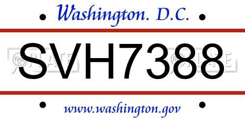 SVH7388 District Of Columbia License Plate