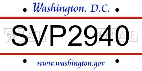 SVP2940 District Of Columbia License Plate