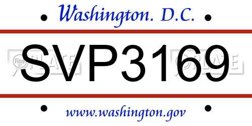 SVP3169 District Of Columbia License Plate