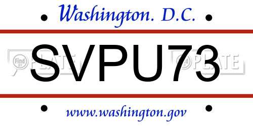 SVPU73 District Of Columbia License Plate