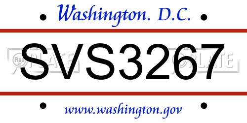 SVS3267 District Of Columbia License Plate