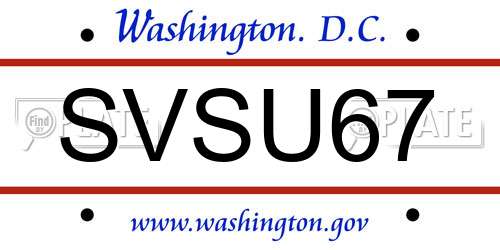 SVSU67 District Of Columbia License Plate