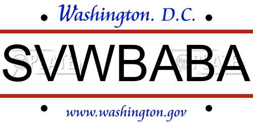 SVWBABA District Of Columbia License Plate