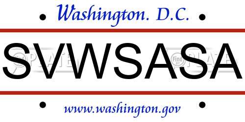 SVWSASA District Of Columbia License Plate