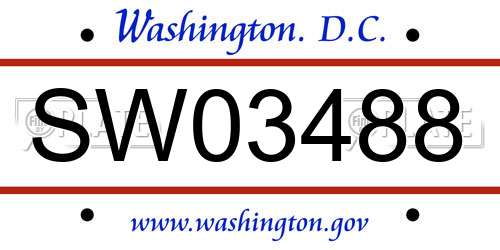 SW03488 District Of Columbia License Plate