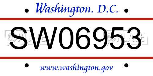 SW06953 District Of Columbia License Plate