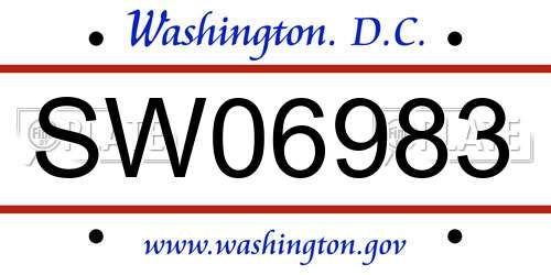 SW06983 District Of Columbia License Plate