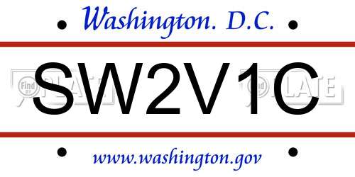 SW2V1C District Of Columbia License Plate