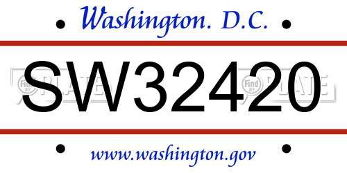 SW32420 District Of Columbia License Plate