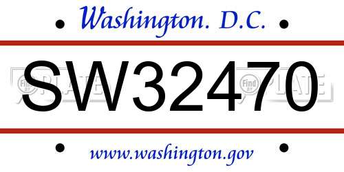 SW32470 District Of Columbia License Plate