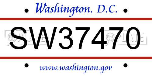 SW37470 District Of Columbia License Plate