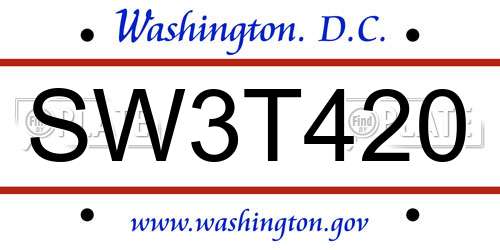 SW3T420 District Of Columbia License Plate