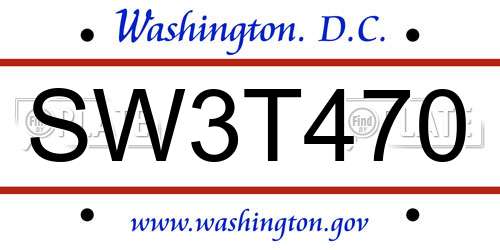 SW3T470 District Of Columbia License Plate