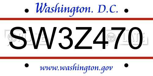 SW3Z470 District Of Columbia License Plate