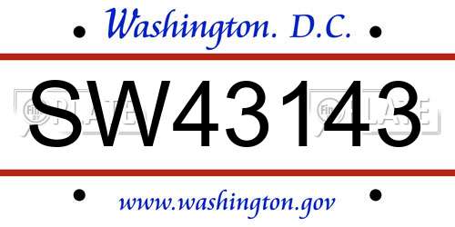 SW43143 District Of Columbia License Plate