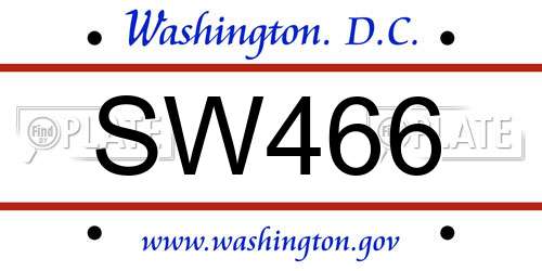 SW466 District Of Columbia License Plate